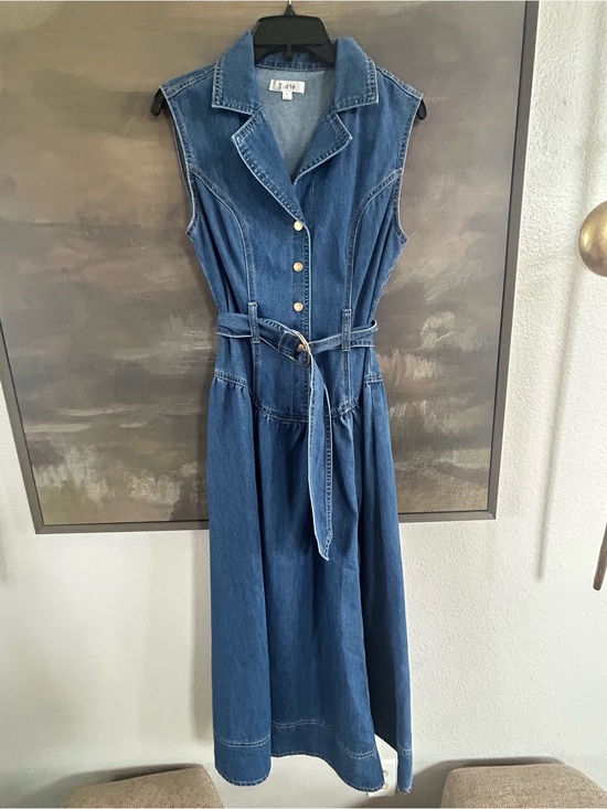 Forte Dresses & Skirts - NWOT Boutique Dark Blue Denim Sleeveless Shirtwaist Dress with Belt